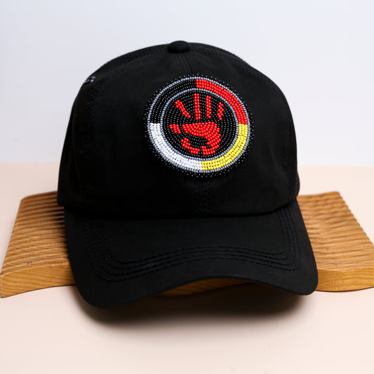 MMIW Feathers Cotton Unisex Baseball Cap With Beaded Patch Brim Native American Style