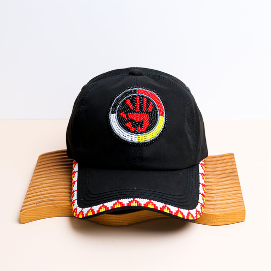 MMIW Feathers Cotton Unisex Baseball Cap With Beaded Patch Brim Native American Style