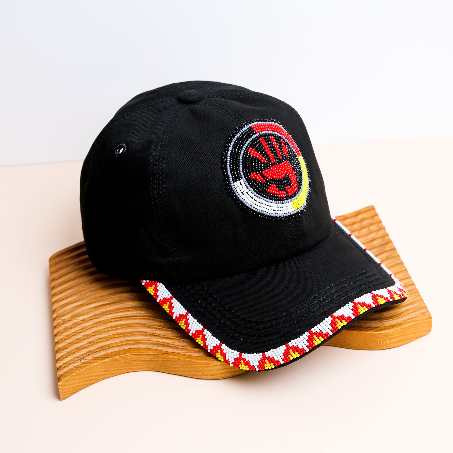 MMIW Feathers Cotton Unisex Baseball Cap With Beaded Patch Brim Native American Style