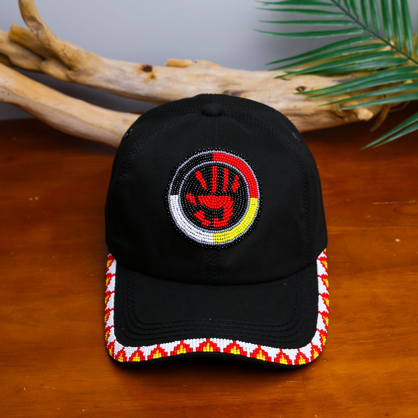 MMIW Feathers Cotton Unisex Baseball Cap With Beaded Patch Brim Native American Style
