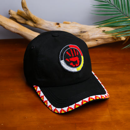 MMIW Feathers Cotton Unisex Baseball Cap With Beaded Patch Brim Native American Style