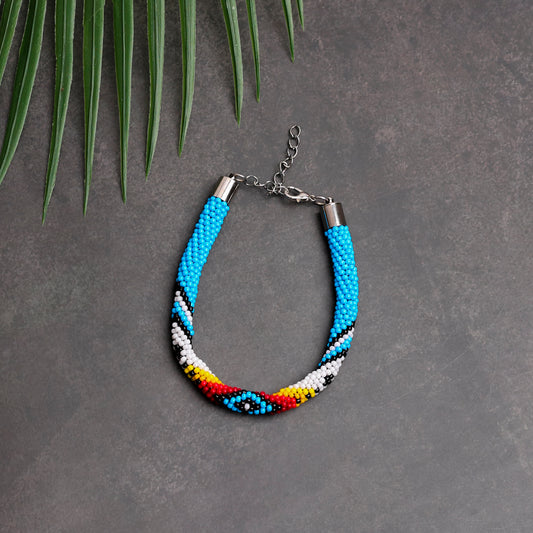 Women's Handmade Dark Blue Eye Beaded Bracelet