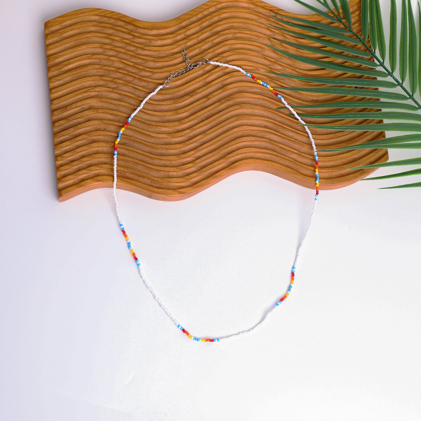 Full Color Handmade Beaded Necklace – Blue, Black, White & Red - Native American Style (Unisex)