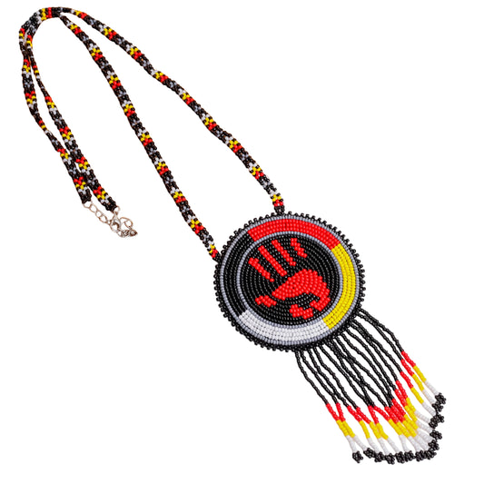 MMIW Handprint Beaded Choker Necklace Premium Native American Style