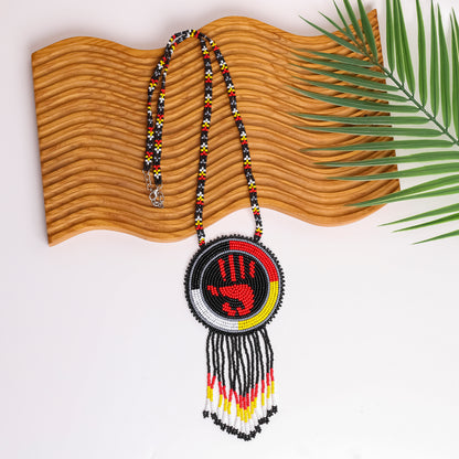 MMIW Handprint Beaded Choker Necklace Premium Native American Style
