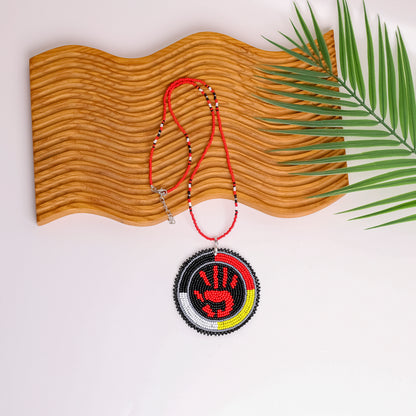 Handprint Handmade Beaded Wire Necklace Pendant Unisex With Native American Style