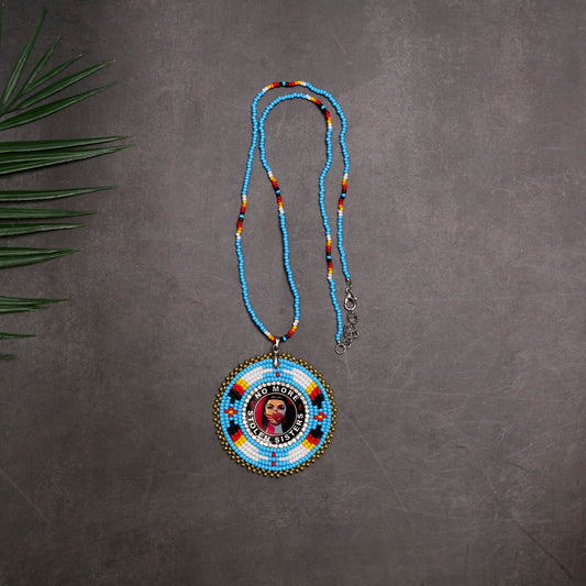 No More Stolen Sister Feathers Handmade Beaded Wire Necklace Pendant Unisex With Native American Style