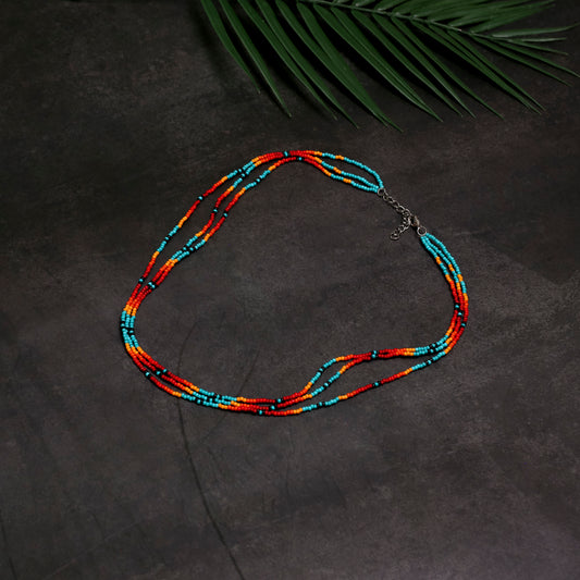 Sunset Glow Necklace – Native-Inspired Multi-Strand Beaded Jewelry