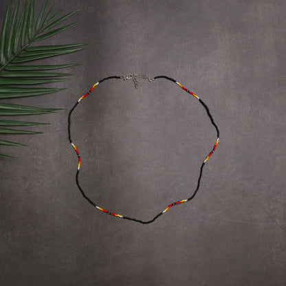 Full Color Handmade Beaded Necklace – Blue, Black, White & Red - Native American Style (Unisex)