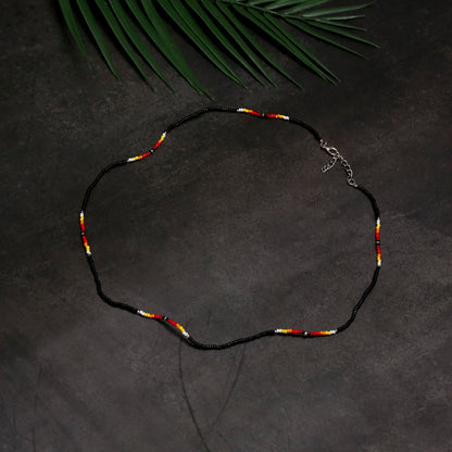 Full Color Handmade Beaded Necklace – Blue, Black, White & Red - Native American Style (Unisex)