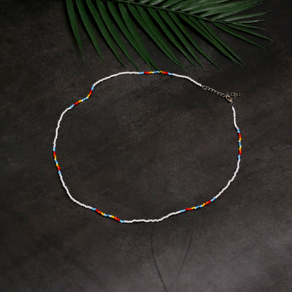 Full Color Handmade Beaded Necklace – Blue, Black, White & Red - Native American Style (Unisex)