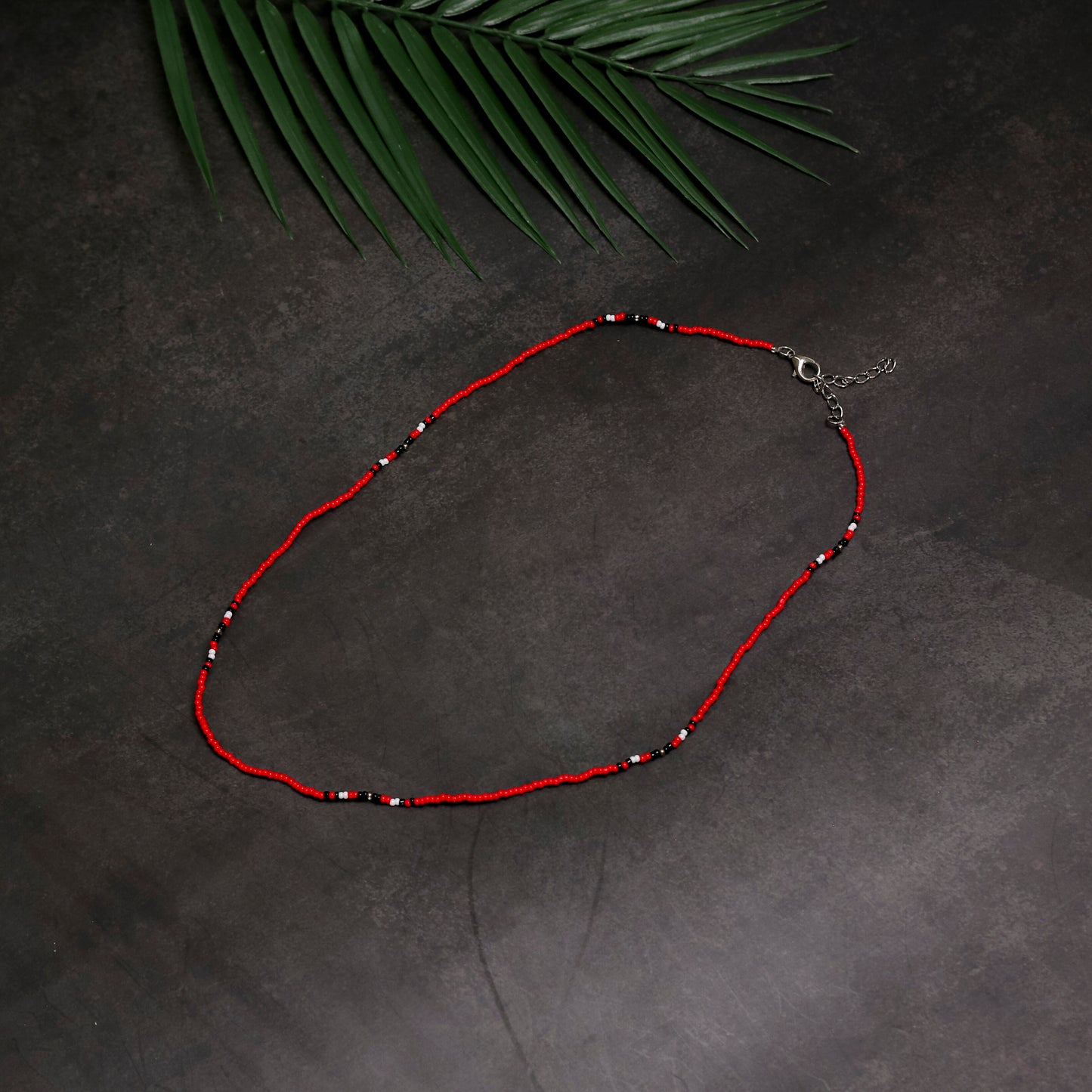 Full Color Handmade Beaded Necklace – Blue, Black, White & Red - Native American Style (Unisex)