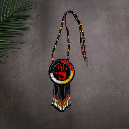 MMIW Handprint Beaded Choker Necklace Premium Native American Style
