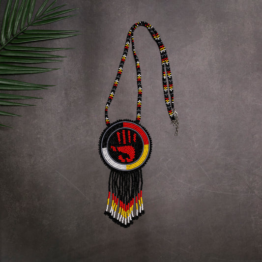 MMIW Handprint Beaded Choker Necklace Premium Native American Style