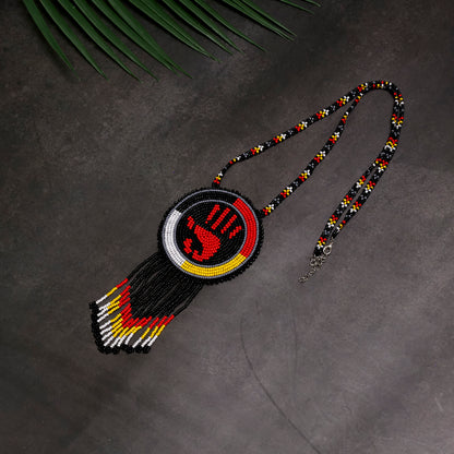 MMIW Handprint Beaded Choker Necklace Premium Native American Style
