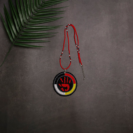 Handprint Handmade Beaded Wire Necklace Pendant Unisex With Native American Style