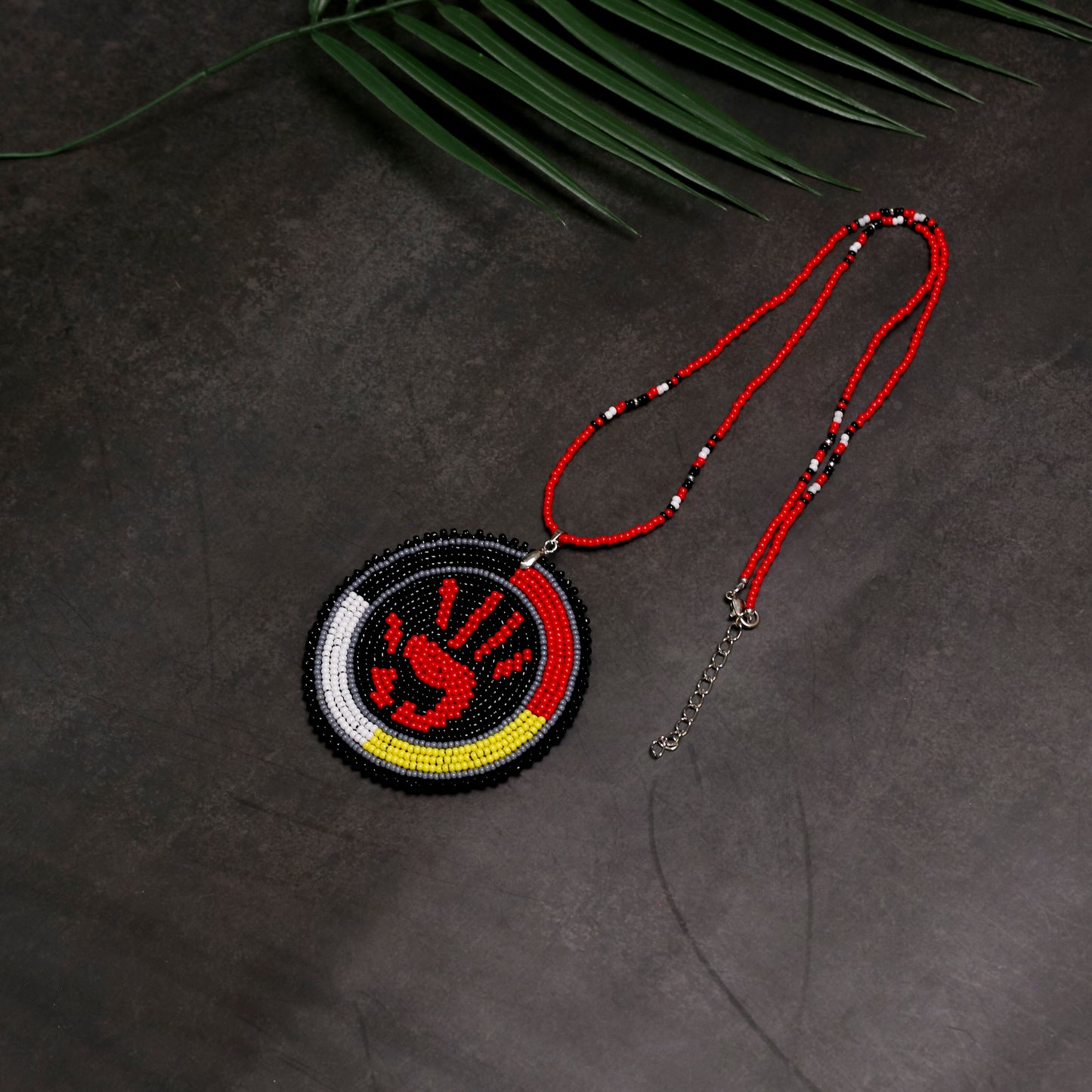 Handprint Handmade Beaded Wire Necklace Pendant Unisex With Native American Style