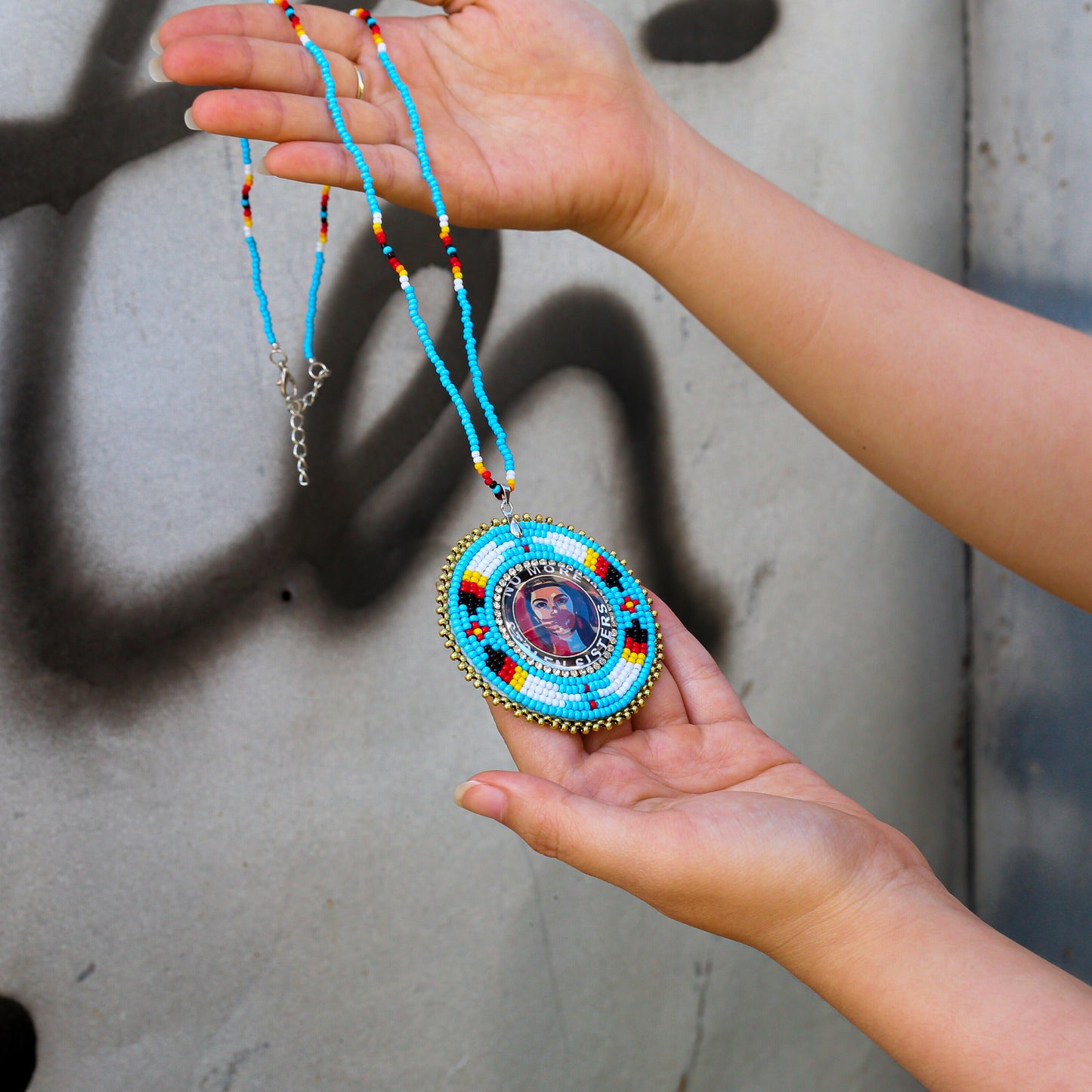No More Stolen Sister Feathers Handmade Beaded Wire Necklace Pendant Unisex With Native American Style