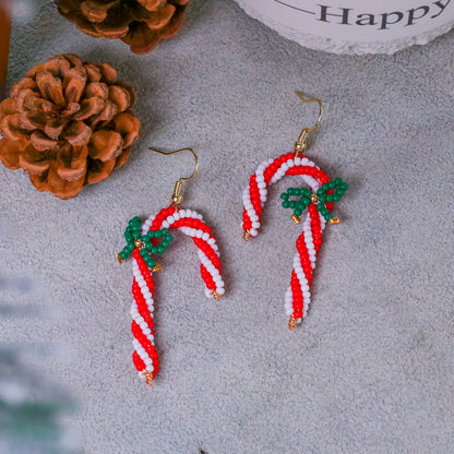 Native-Inspired Beaded Candy Cane Earrings