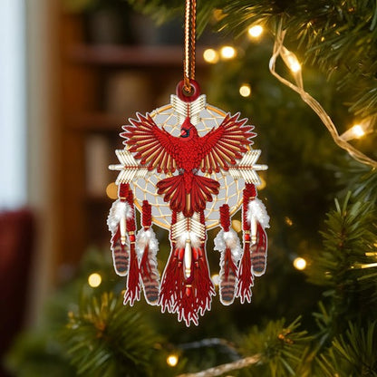 Sacred Red Cardinal Dreamcatcher Ornament Unique Christmas Gift Decor Flat Acrylic