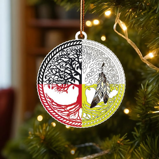 Sacred Circle Feather Ornament Unique Christmas Gift Decor Flat Acrylic