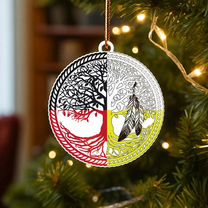 Sacred Circle Feather Ornament Unique Christmas Gift Decor Flat Acrylic