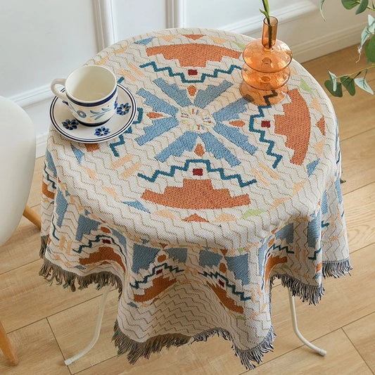 Tribal Bohemian Tapestry Tablecloth – Warm Colors, Soft Texture