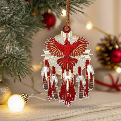 Sacred Red Cardinal Dreamcatcher Ornament Unique Christmas Gift Decor Flat Acrylic