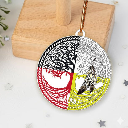 Sacred Circle Feather Ornament Unique Christmas Gift Decor Flat Acrylic