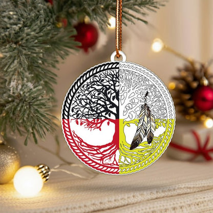 Sacred Circle Feather Ornament Unique Christmas Gift Decor Flat Acrylic