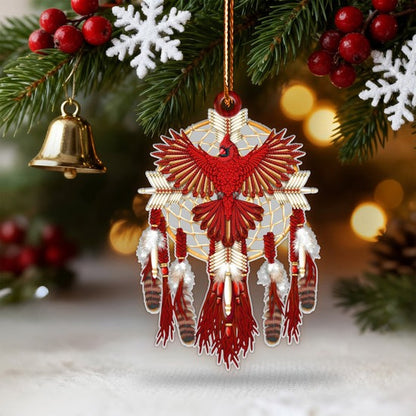 Sacred Red Cardinal Dreamcatcher Ornament Unique Christmas Gift Decor Flat Acrylic