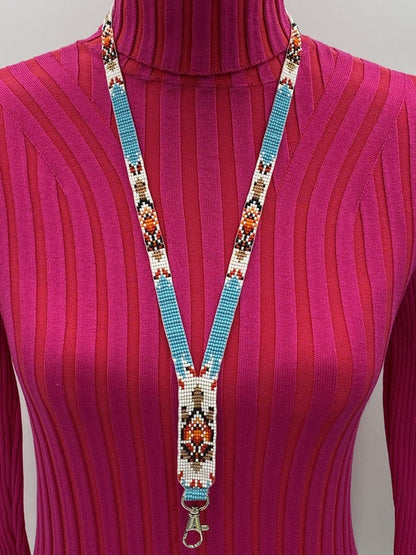 Handmade Beaded Turtle Pattern Earrings – Red & Cyan Blue Seed Beads