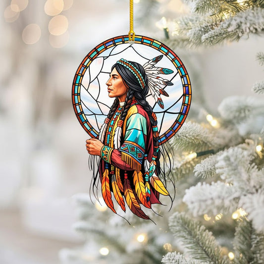 Native American Woman - Tribal Heritage Christmas Decor Flat Acrylic