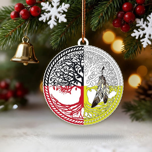 Sacred Circle Feather Ornament Unique Christmas Gift Decor Flat Acrylic