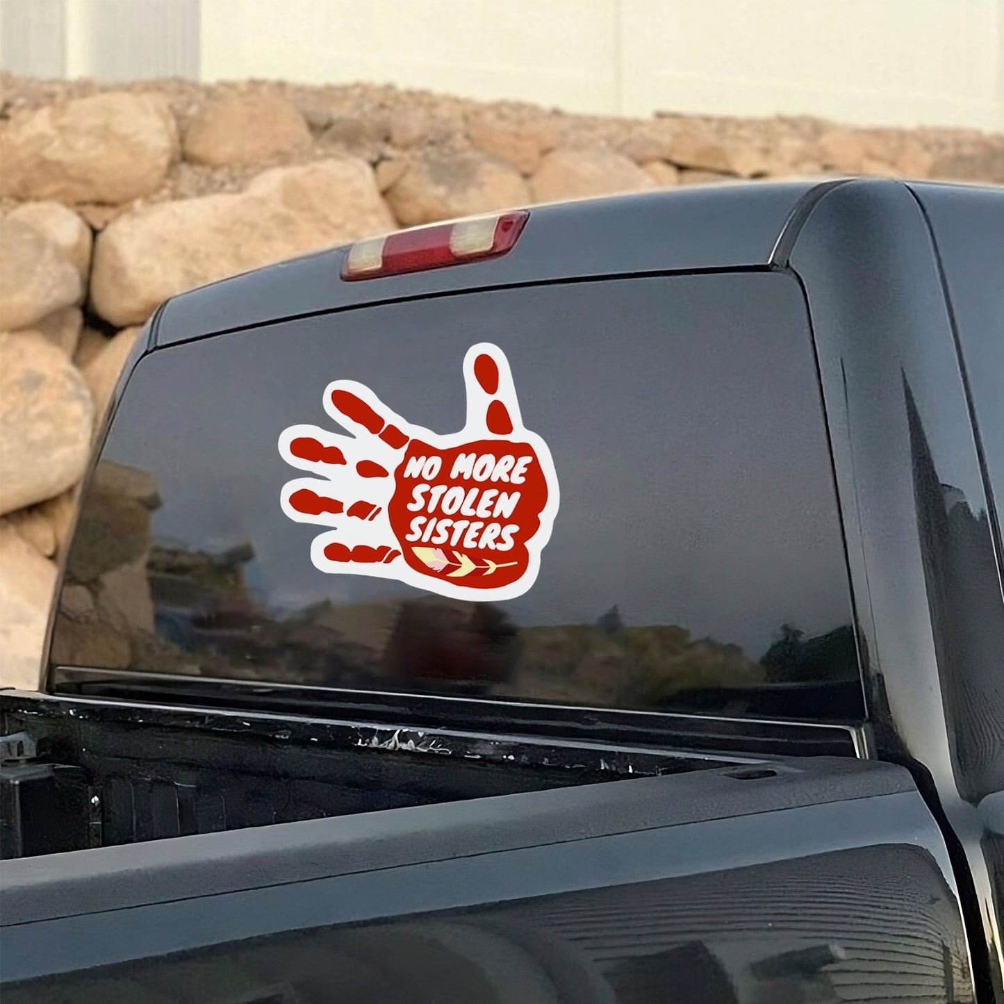 No More Stolen Sisters  Decal - MMIW Awareness Red Hand Sticker