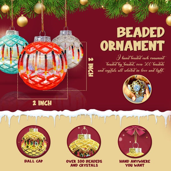 Red Beaded Handmade Ornament - Holiday Decor & Gifts