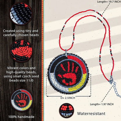 Handprint Handmade Beaded Patch Necklace Pendant