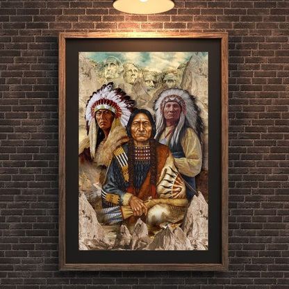 The Three Native American Chief Portrait Poster/Canvas