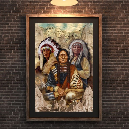 The Three Native American Chief Portrait Poster/Canvas