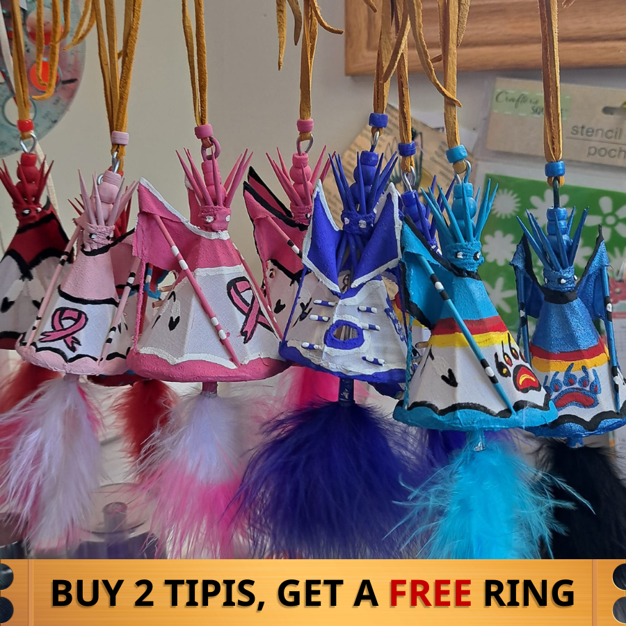 Hand-Painted Tipi Ornament with Tassels