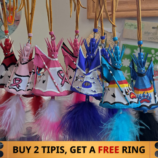 Hand-Painted Tipi Ornament with Tassels