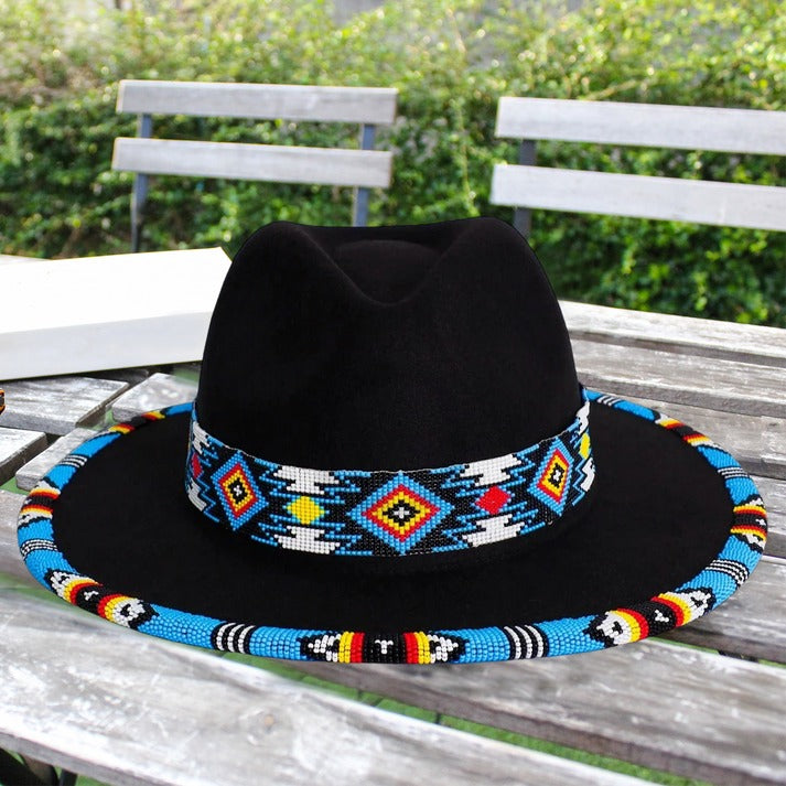 Payette Pattern Fedora Hatband For Men/Women Beaded Brim With Native American Style