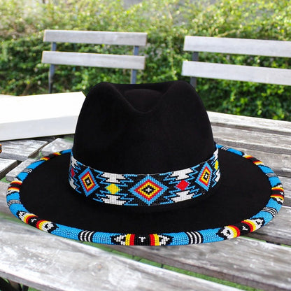 Payette Pattern Fedora Hatband For Men/Women Beaded Brim With Native American Style