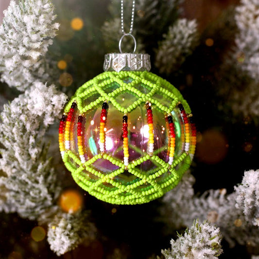 Green Beaded Handmade Ornament Holiday Decor Gifts