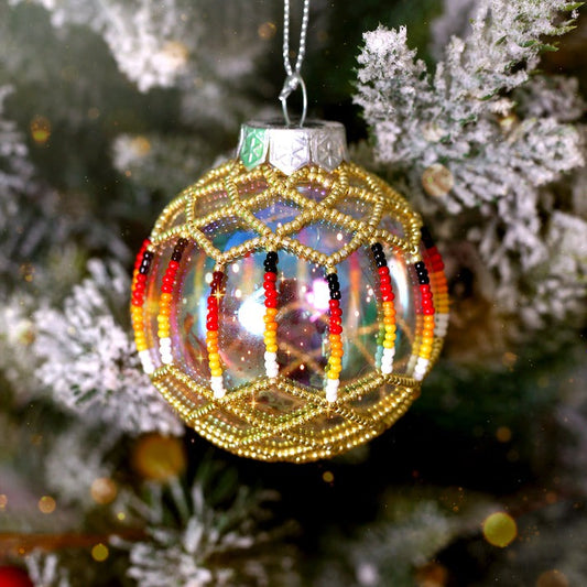 Gold Beaded Handmade Ornament Holiday Decor Gifts