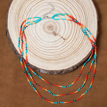 Sunset Glow Necklace – Native-Inspired Multi-Strand Beaded Jewelry