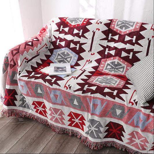 Navajo Sunset Reversible Woven Blanket – Tribal Southwestern Design Throw