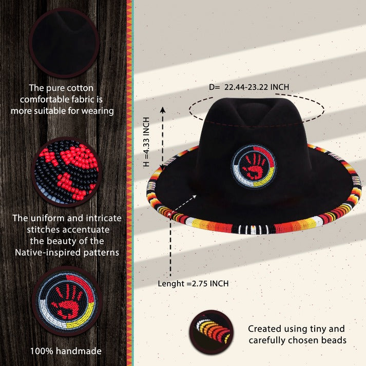 MMIW Fedora Hatband for Men/Women Beaded Brim with Native American Style