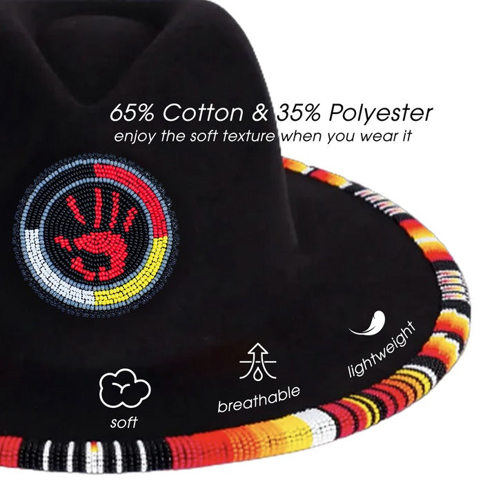 MMIW Fedora Hatband for Men/Women Beaded Brim with Native American Style