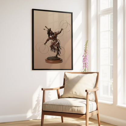 Native American Hoop Dancer Bronze Statue - Poster & Canvas